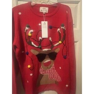 Daisy's Boutique Women's Rudolph Christmas Sweater Size XXL NWT Pom Poms